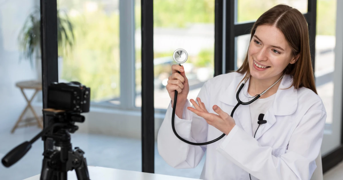 Médico analisando estratégias de prospecção e marketing digital com equipe da BLOB WEB